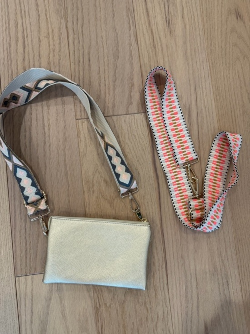 NWOT Gold Bag with Free extra strap Multiple Compartments